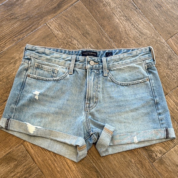 Lucky Brand Distressed Light Blue Jean Shorts - Picture 1 of 6